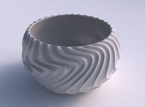 bowl spheric twisted wavy extruded lines 3 house decor 3d print model - Mito3D