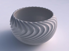 bowl spheric twisted wavy extruded lines 4 house decor 3d print model - Mito3D