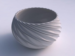 bowl spheric twisted wavy extruded lines house dish decor architectural decoration 3d print model - Mito3D