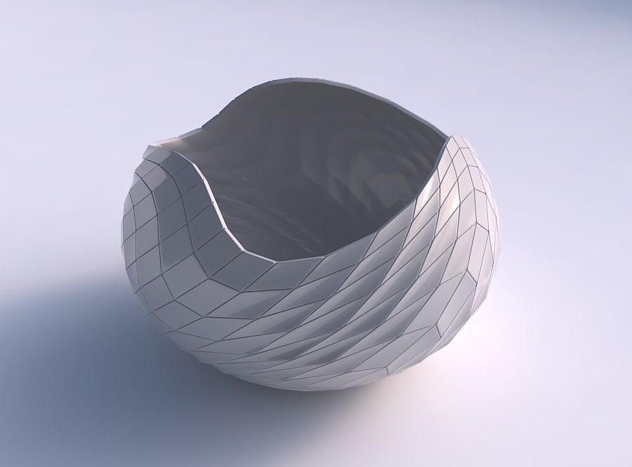 bowl spheric twisted wavy grid plates house decor 3D print model - Mito3D