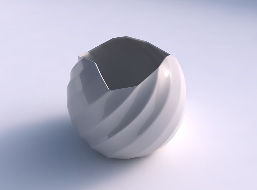 bowl spheric wavy bands house decor 3D print model - Mito3D