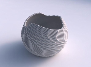 bowl spheric wavy bent extruded pattern house decor 3d print model - Mito3D