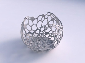 bowl spheric wavy cracked organic lattice house decor 3d print model - Mito3D