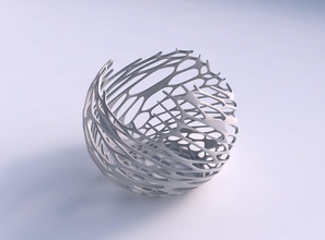 bowl spheric wavy cracked twisted organic lattice 2 house decor 3d print model - Mito3D