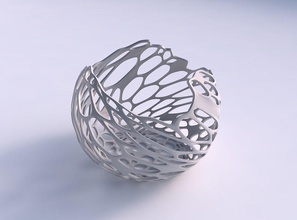 bowl spheric wavy cracked twisted organic lattice house decor 3d print model - Mito3D