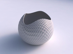 Schale sphärisch gewellte Diagonale raster Dellen Haus Schüssel wellig die grid Dekor 3d print model - Mito3D