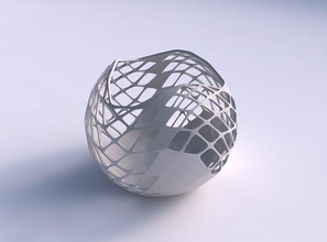 Schale sphärisch gewellte Diagonale raster, Gitter 3 Haus Schüssel wellig die grid Dekor 3d print model - Mito3D