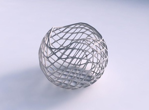bowl spheric wavy diagonal grid lattice house decor 3d print model - Mito3D