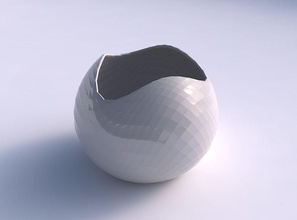Schale sphärisch gewellte Diagonale raster Haus Schüssel wellig die grid Muster Dekor 3d print model - Mito3D
