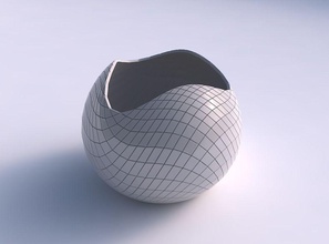 bowl spheric wavy diagonal grid plates house decor 3d print model - Mito3D