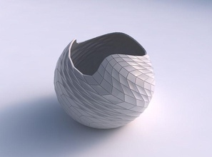 bowl spheric wavy distorted twisted grid plates house decor 3d print model - Mito3D