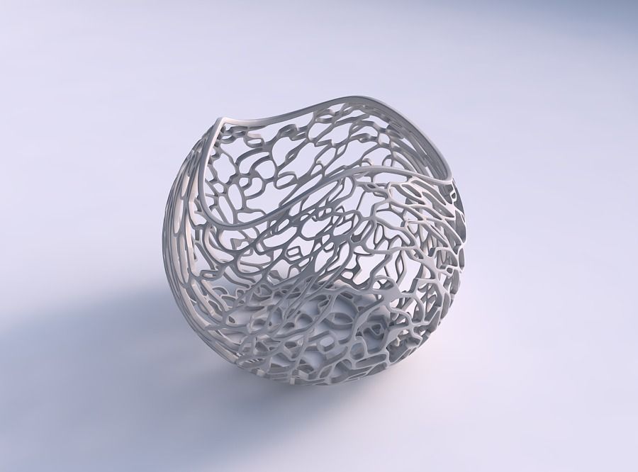 bowl spheric wavy entangled lattice house decor 3D print model - Mito3D