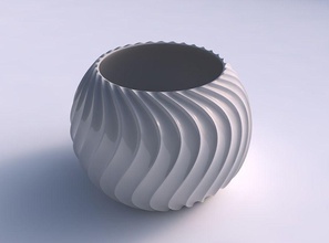 bowl spheric wavy extruded lines 4 house decor 3d print model - Mito3D