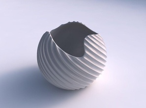 recipiente esférico ondulado extruido líneas verticales 2 casa bol vertical el plato decoración en la arquitectura de 3d print model - Mito3D