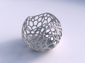 scodella sferica ondulate sfaccettato biologica del reticolo casa ciotola organico arredamento 3d print model - Mito3D
