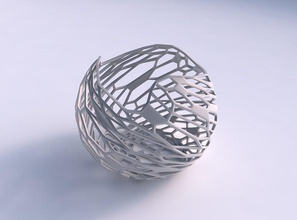 bowl spheric wavy faceted twisted organic lattice house decor 3d print model - Mito3D