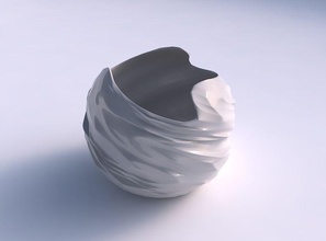 bowl spheric wavy fibers smooth inside house decor 3d print model - Mito3D