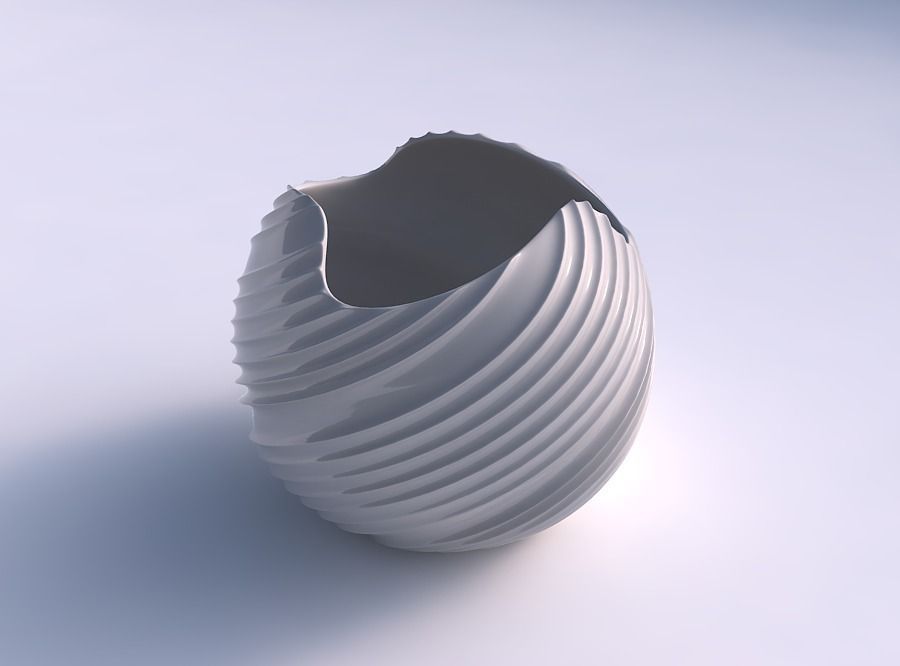 çekilmiş çizgiler akan kase küresel dalgalı ev dekor 3D print model - Mito3D