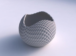 bowl spheric wavy grid piramides 2 house decor 3d print model - Mito3D