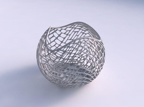 tigela esférica ondulado lattice telhas a casa prato decoração de arquitetura 3d print model - Mito3D