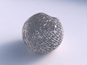 ciotola sferico ondulato organico reticolo contorto spessore 2 casa arredamento 3d print model - Mito3D