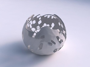 scodella sferica ondulato della pelle organici fori casa ciotola ondulate organico i arredamento 3d print model - Mito3D