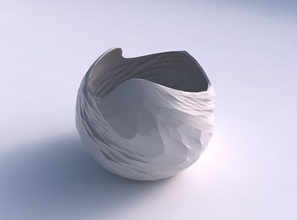 scodella sferica ondulate rocciosa fibre casa ciotola roccioso le arredamento 3d print model - Mito3D