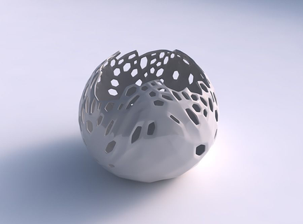 cuenco esférico ondulado suave cristal piel agujeros casa decoración 3d print model - Mito3D
