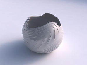 scodella sferica ondulato liscio orizzontale ammaccature 2 casa ciotola ondulate a che arredamento 3d print model - Mito3D