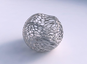 bowl spheric wavy squeezed twisted organic lattice house decor 3d print model - Mito3D