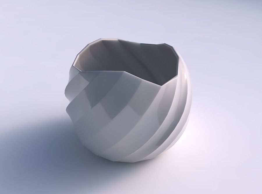 bowl spheric wavy twisted bands house decor 3D print model - Mito3D