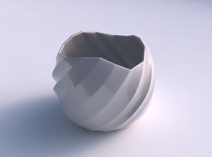 scodella sferica e ondulata bande casa ciotola ondulate twisted arredamento 3d print model - Mito3D