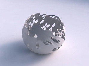 recipiente esférico ondulado trenzado burbujas de agujeros casa bol las los decoración 3d print model - Mito3D