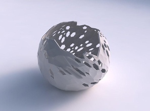 scodella sferica e ondulata pelle di cristallo fori casa ciotola ondulate twisted i arredamento 3d print model - Mito3D