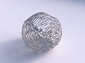 scodella sferica e ondulata diagonale biologica del reticolo casa ciotola ondulate twisted organico arredamento 3d print model - Mito3D
