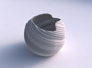 bowl spheric wavy twisted extruded lines house dish decor architectural decoration 3d print model - Mito3D