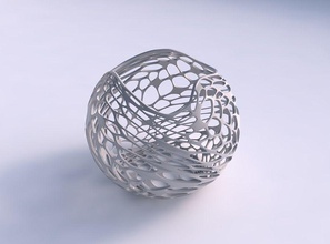 bowl spheric wavy twisted organic lattice 2 house decor 3d print model - Mito3D