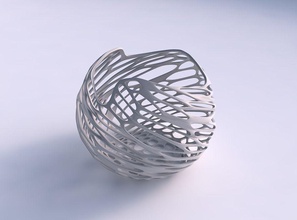 scodella sferica e ondulata biologica del reticolo casa ciotola ondulate twisted organico arredamento 3d print model - Mito3D