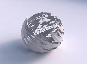scodella sferica e ondulata della pelle organici fori casa ciotola ondulate twisted organico i arredamento 3d print model - Mito3D