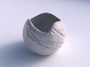scodella sferica e ondulata rocciosa rigonfiamenti casa ciotola ondulate twisted roccioso arredamento 3d print model - Mito3D