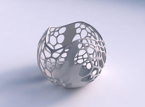 bowl spheric wavywith organic lattice solid sides house decor 3d print model - Mito3D