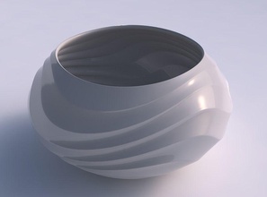 bowl squeezed twisted curved horizontal wavy sections house decor 3d print model - Mito3D