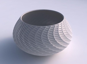bowl squeezed twisted diagonal grid dents house decor 3d print model - Mito3D