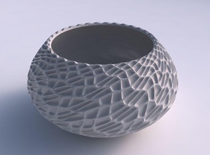 bowl squeezed twisted wavy grid piramides house decor 3d print model - Mito3D
