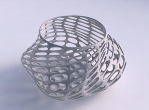 çanak bükülmüş elips kabarcık kafes kafes ev dekor 3d print model - Mito3D