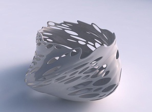 tigela trançado em forma de elipse bolhas buracos a casa torcida decoração 3d print model - Mito3D