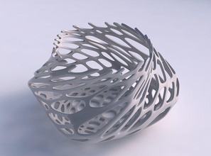 tigela trançado em forma de elipse rachado orgânica lattice 2 a casa torcida decoração 3d print model - Mito3D