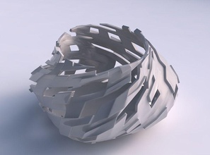 bowl twisted elipse cuts bulges house dish decor architectural decoration 3d print model - Mito3D