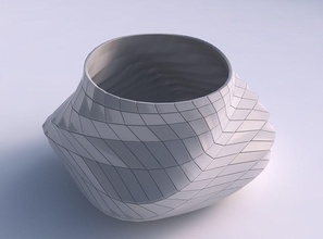 bowl twisted elipse distorted grid plates house decor 3d print model - Mito3D