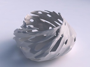 bowl twisted elipse faceted cuts bulges house dish decor architectural decoration 3d print model - Mito3D